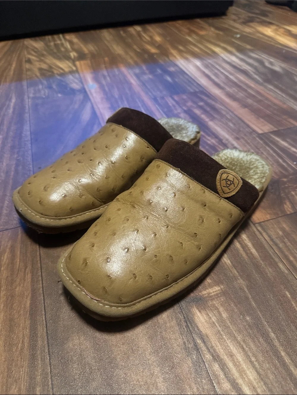 Ariat Tan and Brown Slip-On Loafers